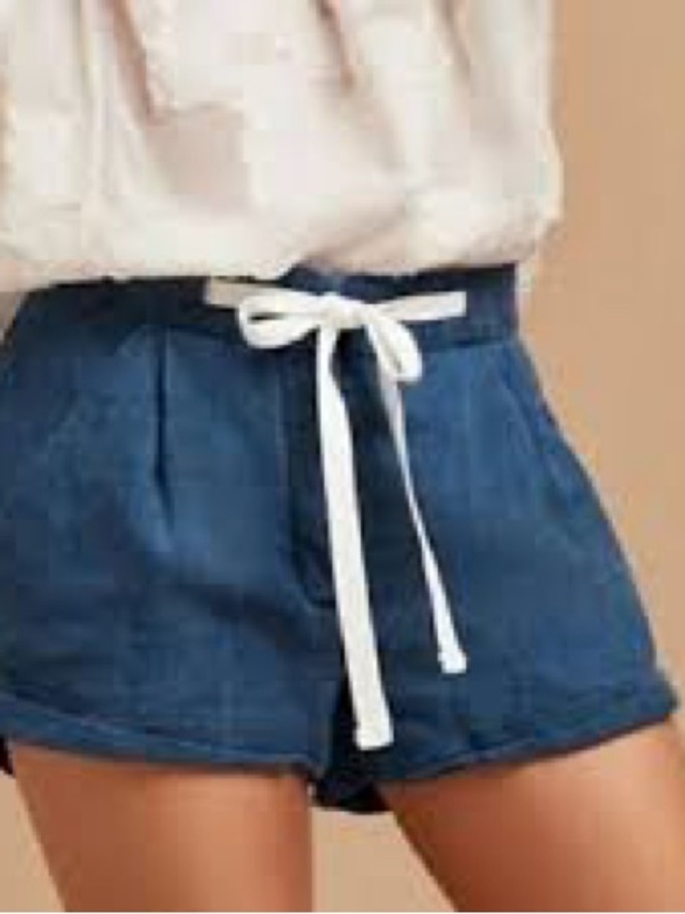 Wilfred Free Aritzia Blue Linen Blend Drawstring Shorts S